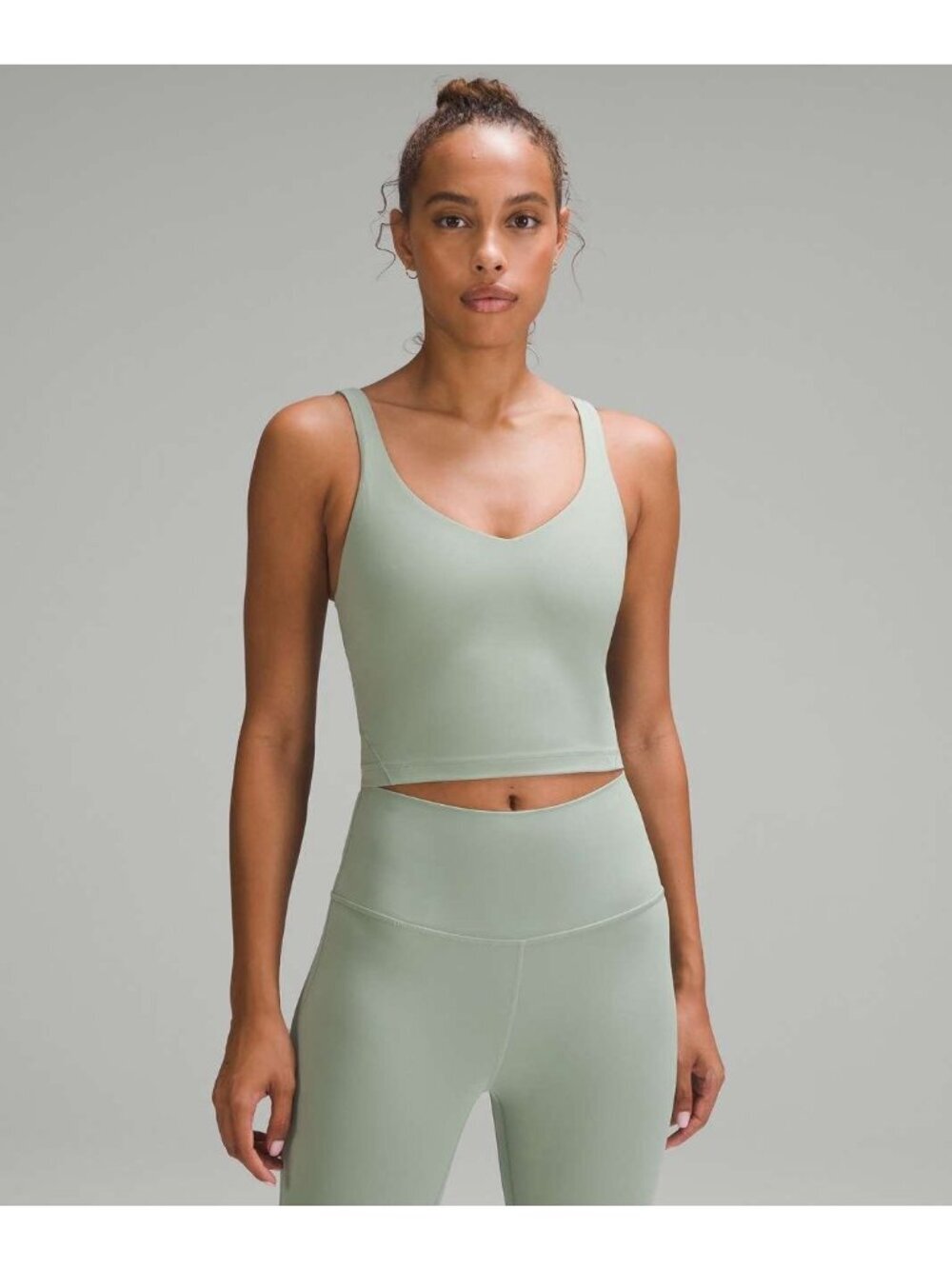 Lululemon Align Tank Top Size 2 Green V Neck Wide Strap Longline Yoga Athletic